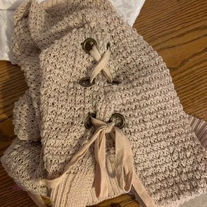 Crochet tank with canvas tie sides, size medium